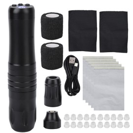 Tattoo Kit with Wireless Tattoo Gun, Low Noise Tattoo Pen with 2000mAh Power Supply, Tattoo Gun Kit for Beginners with 1Pcs RCA Replacement Head, 1Pcs Replacement Handle, 20Pcs Tattoo Ink Cups