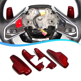 Car Paddles Shifter for Corvette C8 Z51 Z06 2020 2021 2022 2023, Genuine Carbon Fiber Steering Wheel Extensions, Add on Style, Red