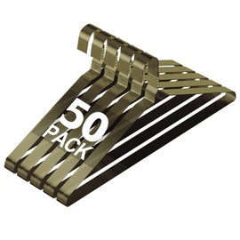 SPECILITE Wire Hangers 50 Pack, Metal Wire Clothes Hanger Bulk for Coats, Space Saving Metal Hangers Non Slip 16 Inch 12 Gauge Ultra Thin for Standard Size Suits, Shirts, Pants, Skirts-Bronze