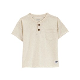OshKosh B'Gosh Baby Boy's Short Sleeve Henley, Oatmeal