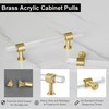 QOGRISUN 2-Pack Acrylic Cabinet Pulls with Brass Base,Gold Modern Drawer