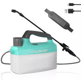 HAUSHOF Battery Powered Sprayer 1.35 Gallon/5L Rechargeable w/Adjustable Nozzles