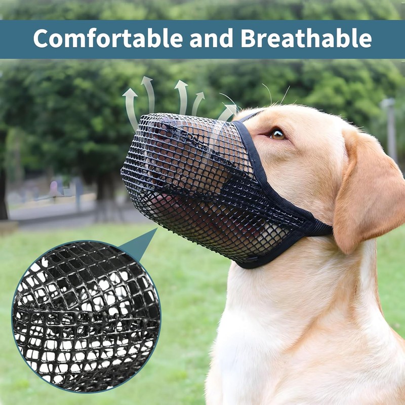 Dog Muzzle with Rounded Mesh and Adjustable Loop, Adjustable Dog