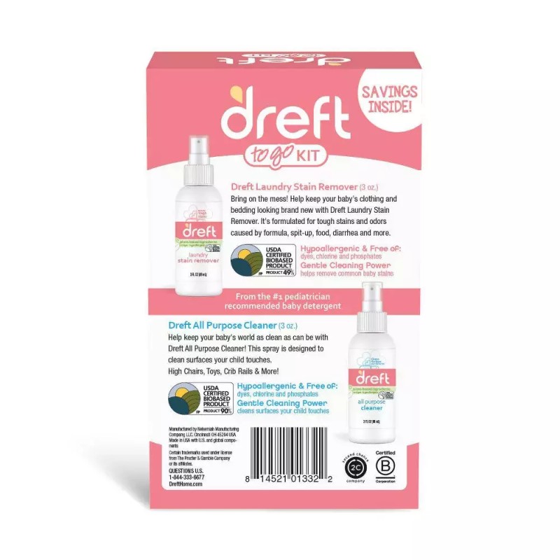 Dreft Unscented Stain Remover & Multipurpose Cleaner To Go Kit