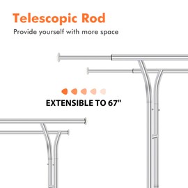 ALSO GO Rolling Double-Rod Commercial Grade Heavy Duty Clothes Rack load 400 lbs, Adjustable Double-rail Garment Rack with Shelf, Portable Clothes Organizer with Wheels, Chrome Finish