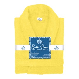 DAN RIVER Premium Cotton Terry Robes for Women and Men, Ultra Soft bathrobe with Adjustable Waist Belt and Pockets Yellow Pack of 1