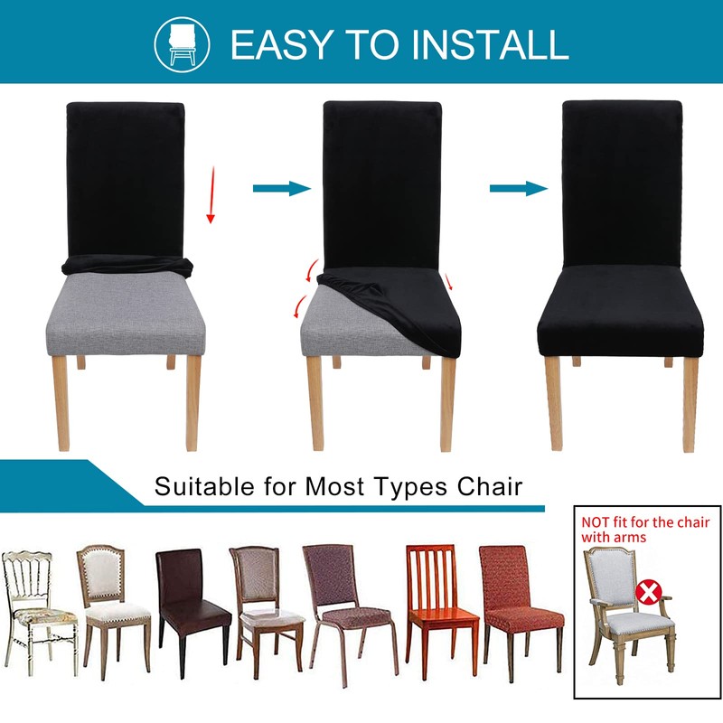 Smiry Velvet Stretch Dining Room Chair Covers Set of 2,