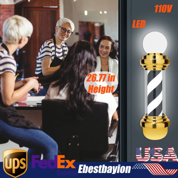 Unbranded Classic Barber Pole Light Spa Salon Spinning Black, White,
