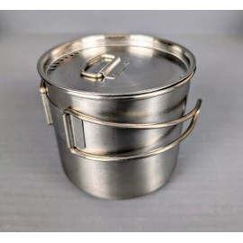 GSI Outdoors Cooking Pot Glacier Stainless Steel w/Retractable Handle & Lid 20oz