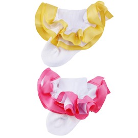 PrinceSasa Infant Newborn Toddlers Socks Princess Party Ruffle Colorful Lace (Pack of 2),3FPB2S2,size 0-12 Months(1Y)