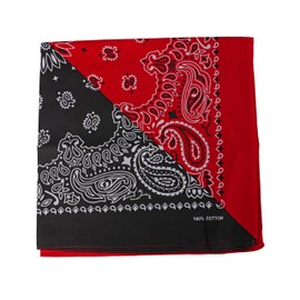 Motique Accessories 22 Inch Cotton Paisley Bandana (Black Red)