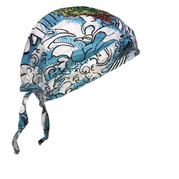 Black & White Blue White Tatto Sugar Skull Doo Rag