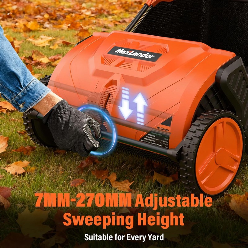 MAXLANDER 21-Inch Push Lawn Sweeper, Manual Yard Leaf Sweeper with