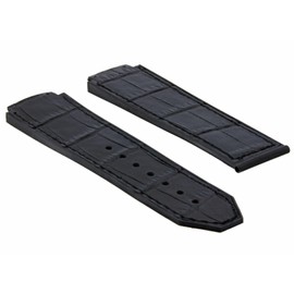 Ewatchparts 24mm Leather Watch Band Strap Rubber Compatible With Hublot Bang Clasp Includes 4 Screws and Screw Driver