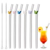 Snowfall Butterfly Glass Straws, 6 Pack Cute Short Clear Glass
