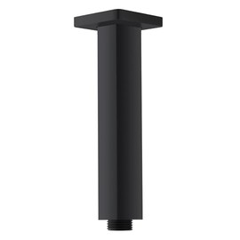 Brazo de ducha de montaje en techo de 6 pulgadas, color negro mate, tubo de cabezal de ducha cuadrado con brida 1/2 NPT roscas cónicas Brazo de ducha de lluvia