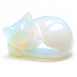 Qaestuan Opal Cats, Crystals Cat Figure Decoration, Sleeping Cat Figure Statue, Kawaii Cat, Polishing Gemstones, Cute Cat Decoration, for Cat Lovers, Men, Women