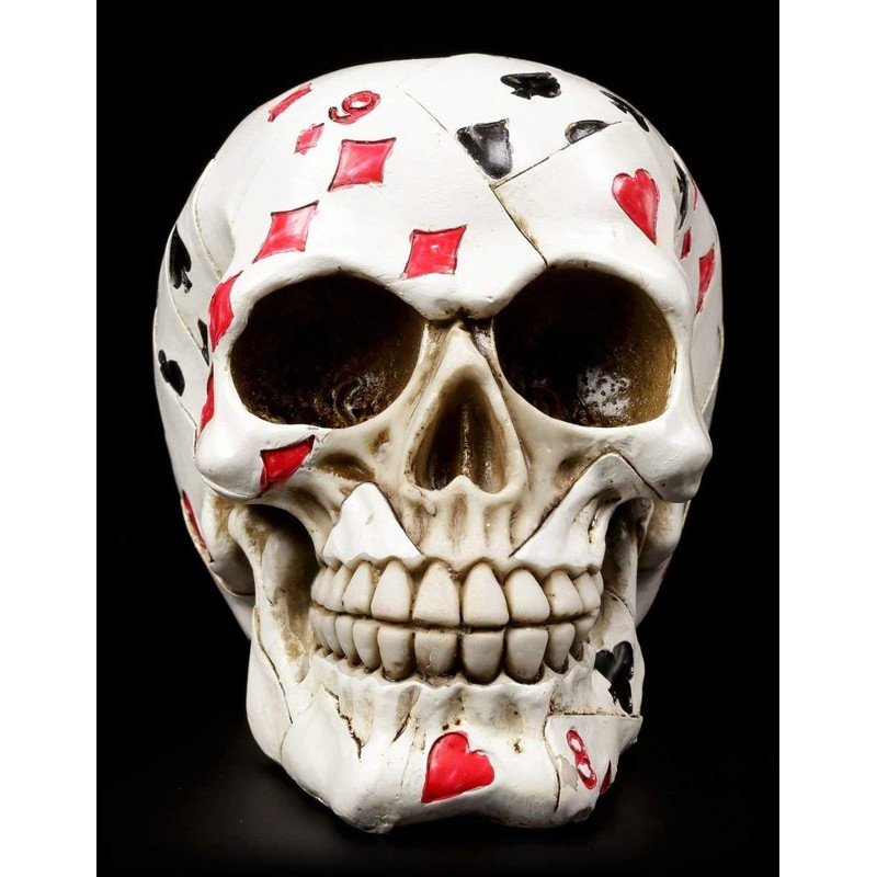 Skull Figurine - Poker Skull - Fantasy Gothic Decoration Funny