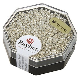 Rayher Rocailles-Delica, 1,6 Mm Ø, Argento, 4G, Metallizzate, Scat., 14760606