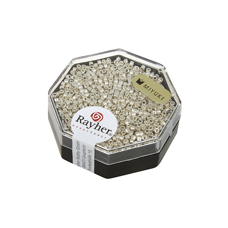 Rayher Rocailles-Delica, 1,6 Mm Ø, Argento, 4G, Metallizzate, Scat., 14760606