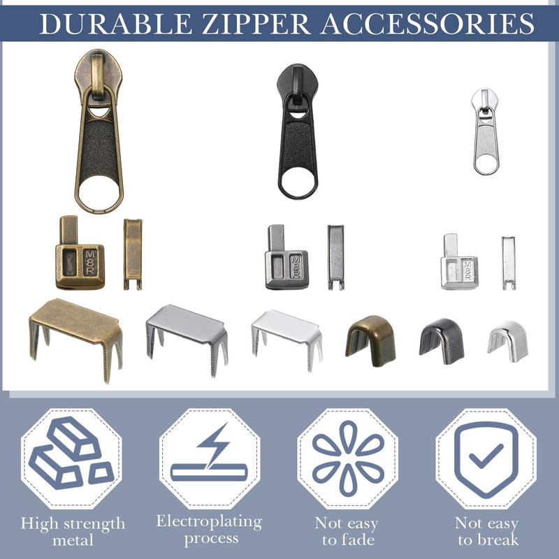 Yuxung 272 Pieces Zipper Repair Kit Replacement Zipper Pulls, Latch