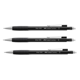 Faber-Castell Grip 1345 205023 Mechanical Pencil Set Black, 3 Pieces, Hardness Grade B, Lead Thickness 0.5 mm, with Integrated Eraser