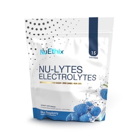 NuEthix Formulations NU-LYTES Electrolytes Hydration Packets, Zero Calories, Zero Sugar, Zero Carbs, Non-GMO, Electrolytes Powder Packets, Glycogen Replenishment, 15 Servings (Blue Raspberry)