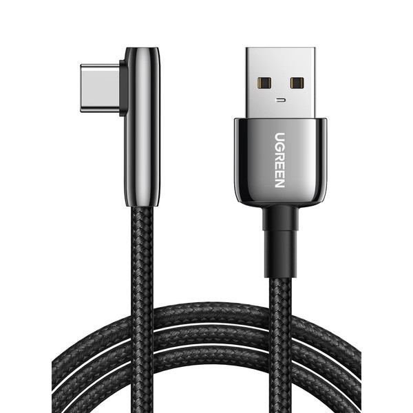 UGREEN 3A 0.5m Zinc Alloy Nylon Braided USB A to Type C Fast Charging Anti-Disconnect Compatible with Galaxy S10 S10e S9 Plus Note 9 8, LG G8 G7 V40 V20 V30, Moto Z Z3, etc