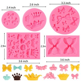 Bow Silicone Fondant Mold Crown Chocolate Candy Mold Cupcake Top Decoration, Pastry, Biscuit Decoration, Chocolate, Jewelry, DIY Craft Items, Birthday Parties.