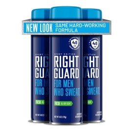 Right Guard Sport Fresh Scent Antiperspirant & Deodorant Spray - 4-in-1 Protection Spray Deodorant For Men, Blocks Sweat, 48-Hour Odor Protection, Quick-Drying, & Long-Lasting, 6oz (3 Pack)
