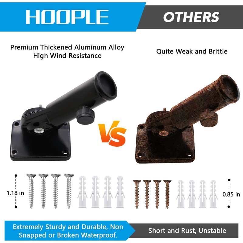 HOOPLE Flag Pole Holder for Outside House, Adjustable Flag Pole