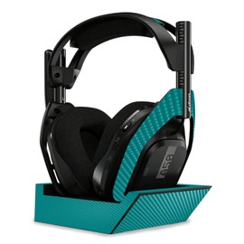MightySkins Carbon Fiber Skin Compatible with Astro A50 Wireless Headphones + Base Station (Gen 4) - Solid Teal | Protective, Durable Textured Carbon Fiber Finish | Easy to Apply | Made in The USA