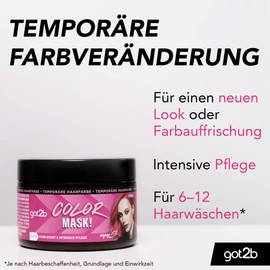 got2b Color Mask! Pink (150 ml), Temporary Hair Colour for Colour Boost & Intensive Care in Just 5 Minutes, Washable Hair Colour with Nourishing Coconut Oil