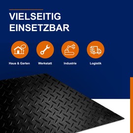 Wulkow Diamond Tear Plate Rubber Mat 3 mm Width 0.1 m to 2.0 m Length 0.1 m to 10 m Selection 100 mm x 1300 mm x 3 mm (0.1 m x 1.3 m x 3 mm) Rubber Runner Workplace Mat Premium Product