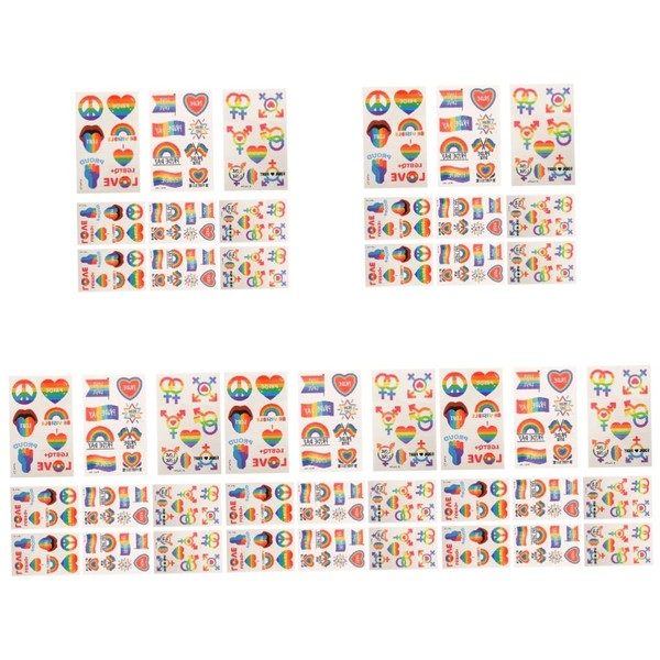 Healvian 45sheets Rainbow Pride Temporary Stickers Decorative Decals for for