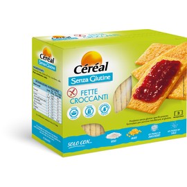 Céréal Fette Croccanti, Fette con Farina di Mais, Farina di Riso, Senza Glutine, Senza Lattosio, 125 gr, Formato 12 Confezioni