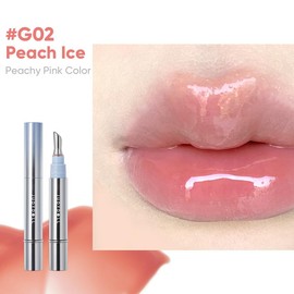 JUDYDOLL Watery Essence Lip Glaze, Mirror Lip Stain, Glossy, Moisturizing, Liquid Lipstick, Non-Drying, Tinted Lip Oil, Plumping, Diverse Shades, Not Easy To Fade, Makeup, Cosmetics:_G02 Peach Ice