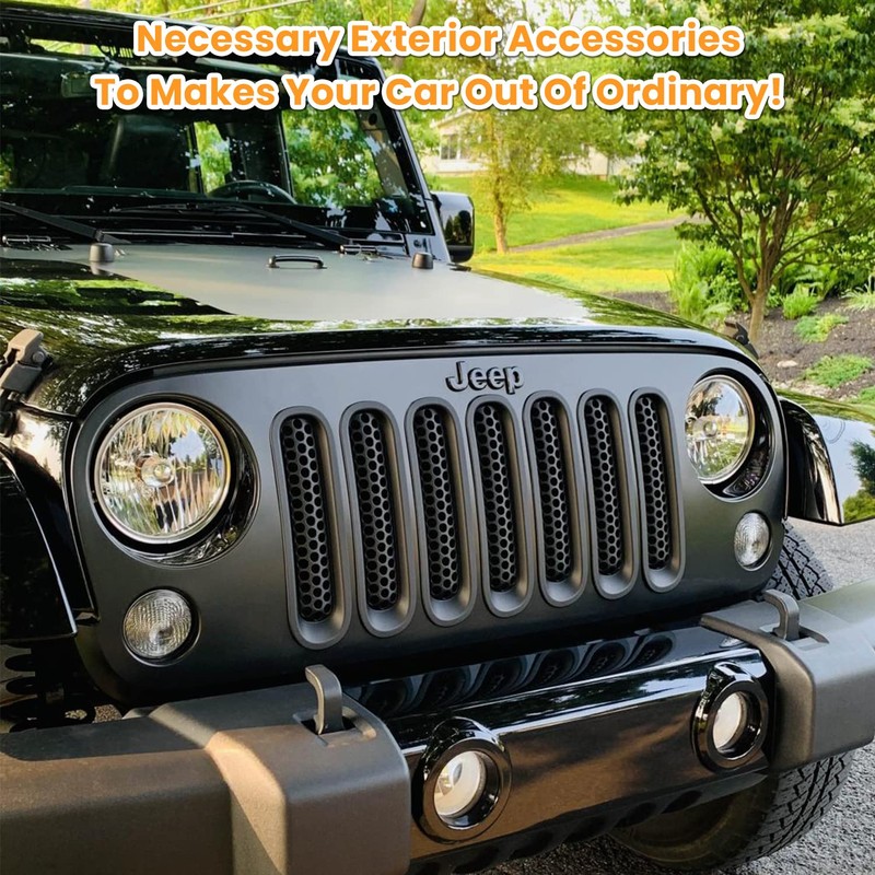 7PCS Front Grill Mesh Inserts for Jeep Wrangler JK JKU