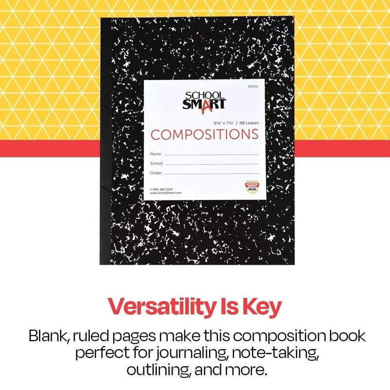 School Smart Flexible Cover Ruled Composition Book, 48 Sheets, 9-3/4