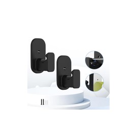 TKZTKZ No Drill Curtain Rod Brackets:Self Adhesive Curtain Rod Holders for Rod 5/8" No Screw,Curtain Rod Bracket No Drilling Heavy Duty,No Damage Stick on Curtain Rod Hooks Hangers No Nail,Black,2Pack