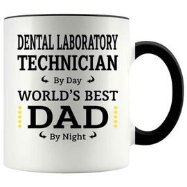 Funny Father's Day Gift For DENTAL LABORATORY TECHNICIAN Dad 11oz Accent Mug, DENTAL LABORATORY TECHNICIAN By Day, Dad By Night