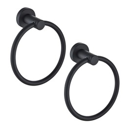MARMOLUX ACC Towel Holders for Bathrooms Black Hand Towel Ring Bathroom Hardware Wall Towel Rack Black Bathroom Decor Simple Round Towel Hanger Stainless Steel Rustic Matte Black, Pack of 2