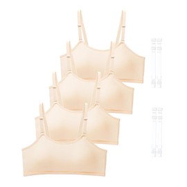 SALIA GIRL Training Bra for Girls 10-16 Adjustable Straps with Fixed Padding, Girls Bras for Teens with 2 Pairs of Replaceable Clear Straps, Light L