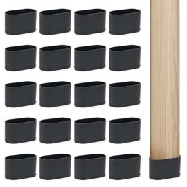 Pack of 20 Chair Leg Caps, Chair Leg Protectors, Foot Caps for Garden Chairs, Floor Protectors, Chair Legs, Chair Leg Caps, Square, 40 x 20 mm, for Oval Pipes, Tube Caps, Black