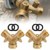 Unbranded Solid Brass Tap Garden Connector Two Way 2 Pack