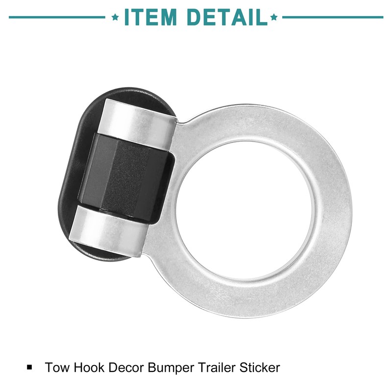 ACROPIX Universal Silver Tone Tow Hook Decor Bumper Trailer Sticker