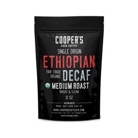 Organic Ethiopian Decaf Swiss Water Processed SWP, Ground Coffee (12oz Ground)