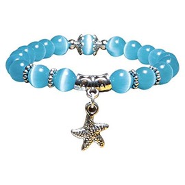 Ladies Starfish Charm Crystal Gemstone Bracelet Bangle With Jewellery Gift Box