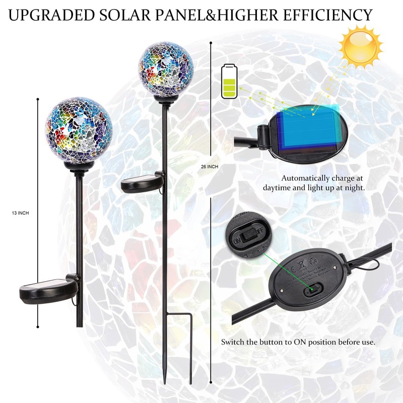 VCUTEKA Solar Path Lights Outdoor Decorative - Mosaic Solar Garden