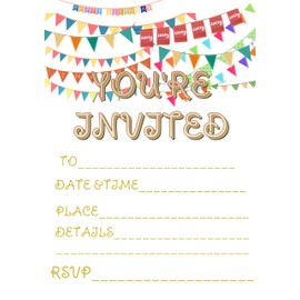 15 Birthday and Party Invitation Cards with Envelopes,Uniquely Designed Birthday Cards for Children,Men, Women and Kids (Champagne gold)